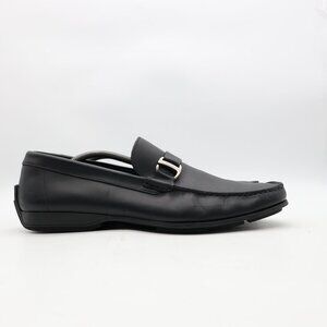 Salvatore Ferragamo Black Leather Loafers Men's Size 12 B Slip On Shoes 90016